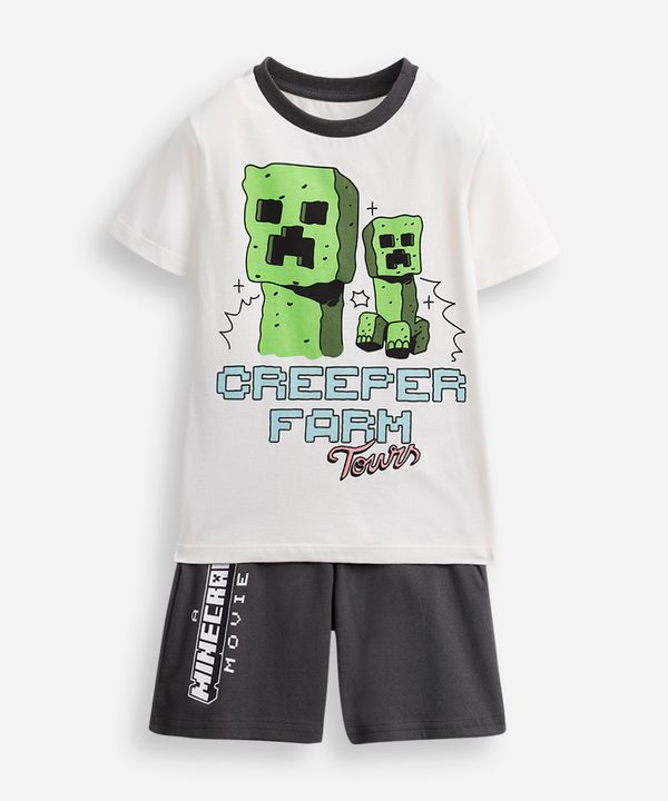 pijama curto infantil de algodão minecraft cinza 14