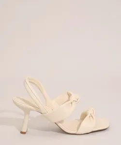 Sandália Feminina Salto Sino Médio com Nós Oneself Off White 37