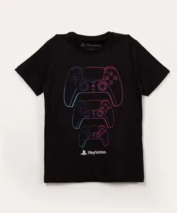 camiseta infantil manga curta playstation preta 10