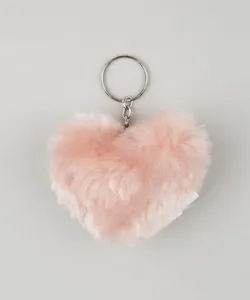 Chaveiro Pompom de Pelúcia Coração com Rosê Único