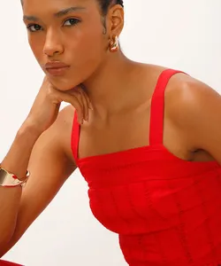cropped de laise decote quadrado vermelho G