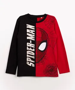 blusa infantil homem aranha manga longa Preto 10