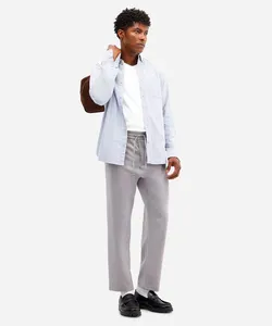 calça reta masculina bolsos chino cinza GG