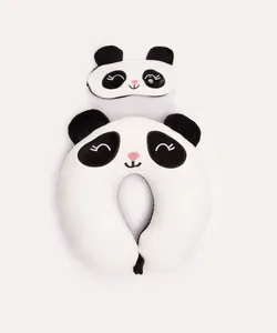 apoio de pescoço com máscara de dormir panda colorido Único