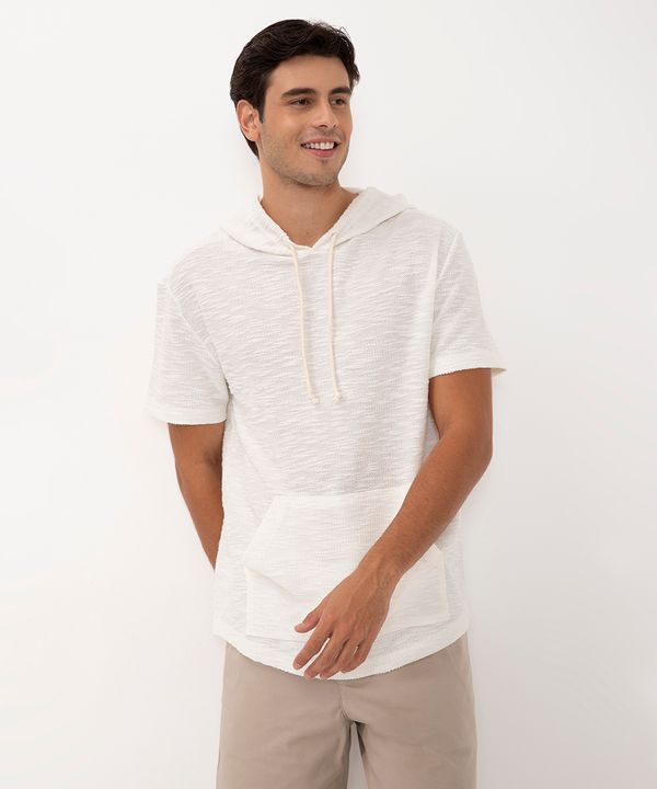 camiseta de algodão texturizada manga curta com capuz off white M