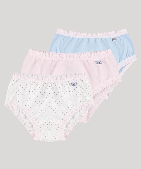 Kit de 3 Calcinhas Infantil DelRio com Babado Multicor GG