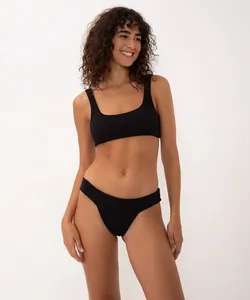 calcinha tanga com pala texturizada proteção uv preta M