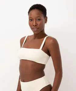 top biquíni regata texturizado proteção uv off white P
