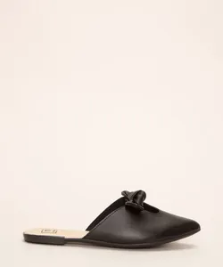 mule feminino bico fino com laço moleca preto 38