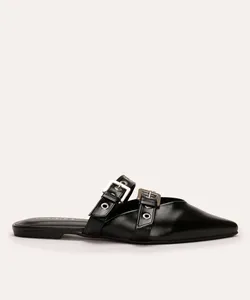 mule bico fino com fivelas oneself preto 36