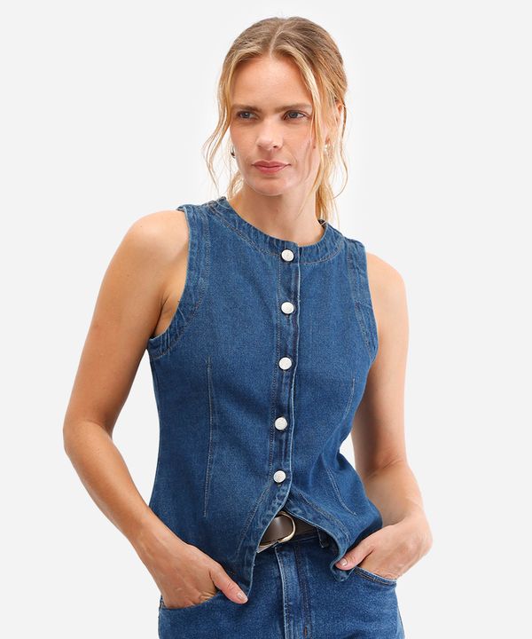 colete feminino jeans azul M