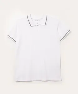 polo juvenil de algodão listras off white 12