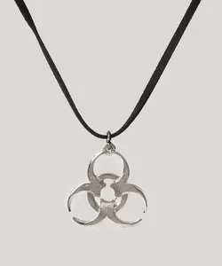 Colar Masculino Cordão Pingente de Metal Preto Único