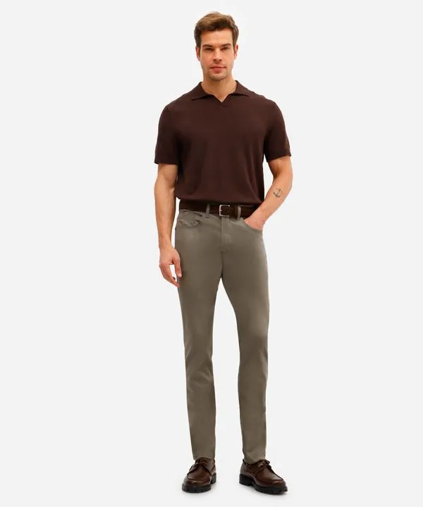 calça slim comfort masculina de sarja cinza 40