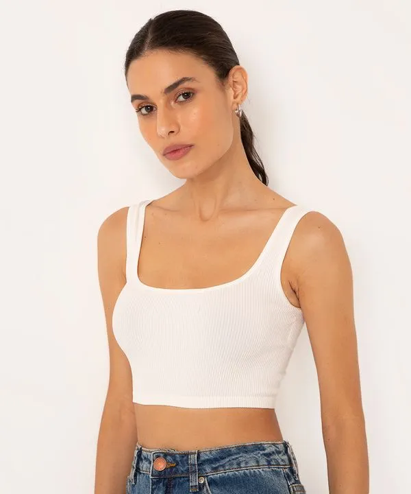 cropped básico de poliamida areia - off white P