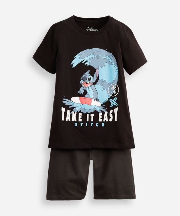 conjunto infantil de algodão stitch preto 12