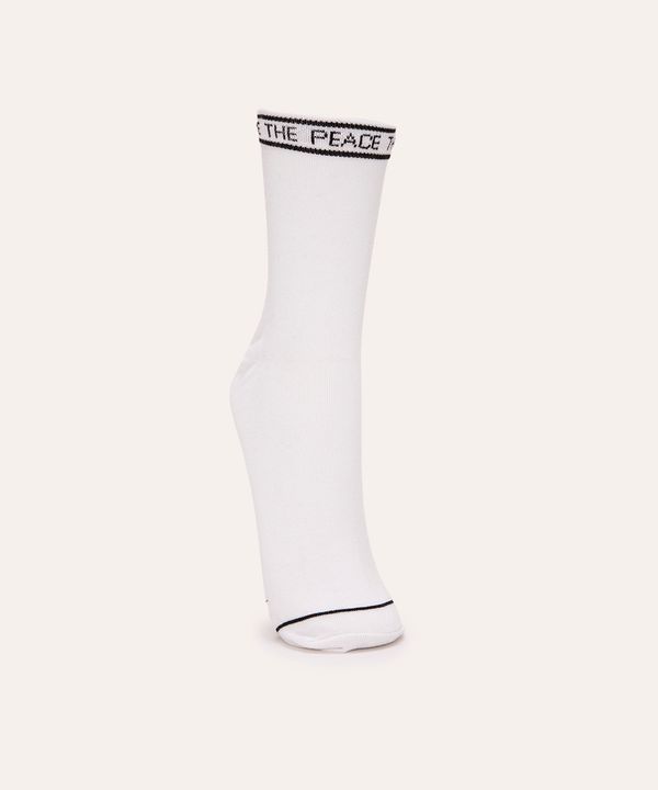 meia cano longo peace branco 41-43