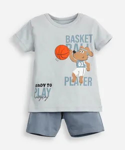 conjunto infantil curto cachorro esportivo azul 4
