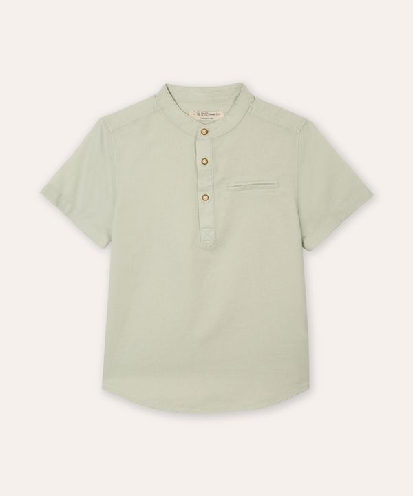 camisa com linho infantil manga curta verde 8