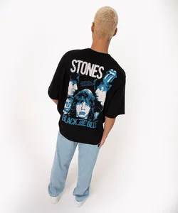 camiseta de algodão manga curta oversized the rolling stones preto GG