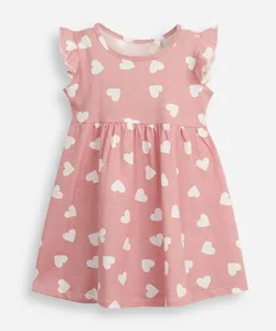 vestido infantil de algodão corações rosa 4