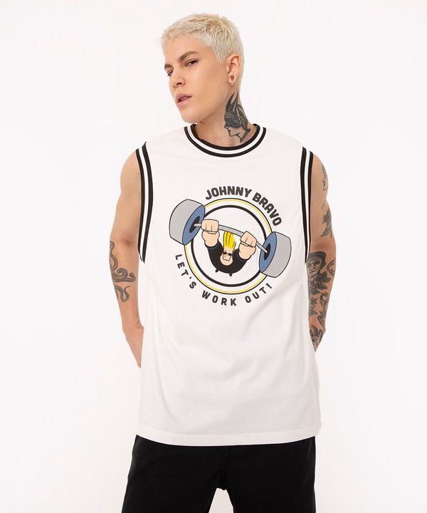 regata de algodão machão johnny bravo gola redonda branca M
