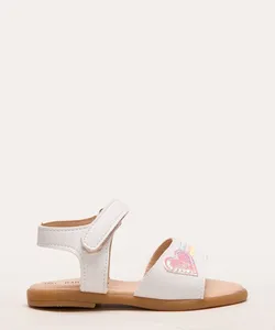 sandália infantil arco íris com velcro branca 27