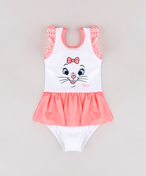 Maiô Infantil Marie com Babado Proteção UV50+ Branco 1