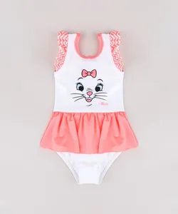 Maiô Infantil Marie com Babado Proteção UV50+ Branco 2