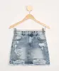 Saia Jeans Juvenil Destroyed com Bolsos Azul Médio 16