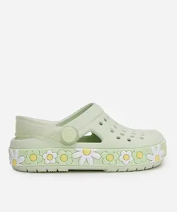 babuche infantil com flores e glitter luelua verde 26-27