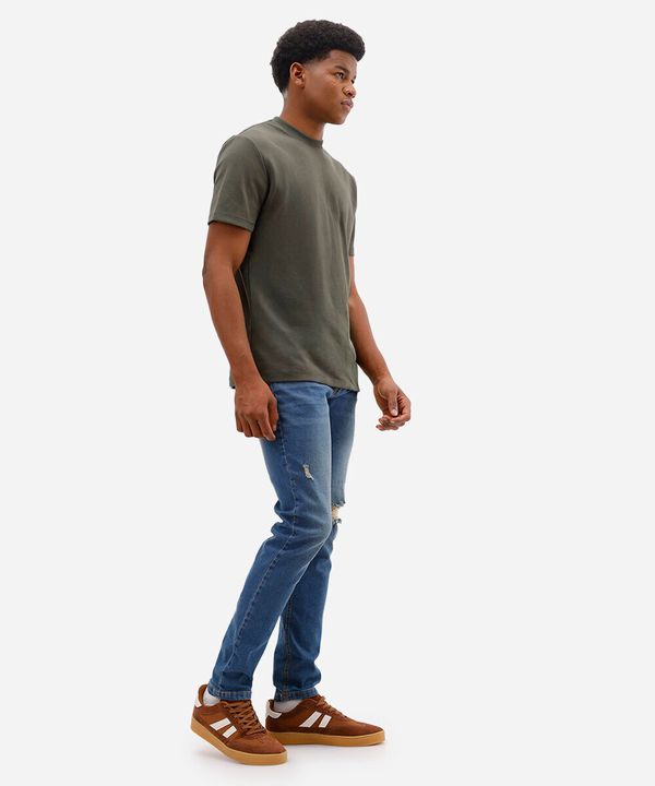 calça skinny jeans destroyed azul 36