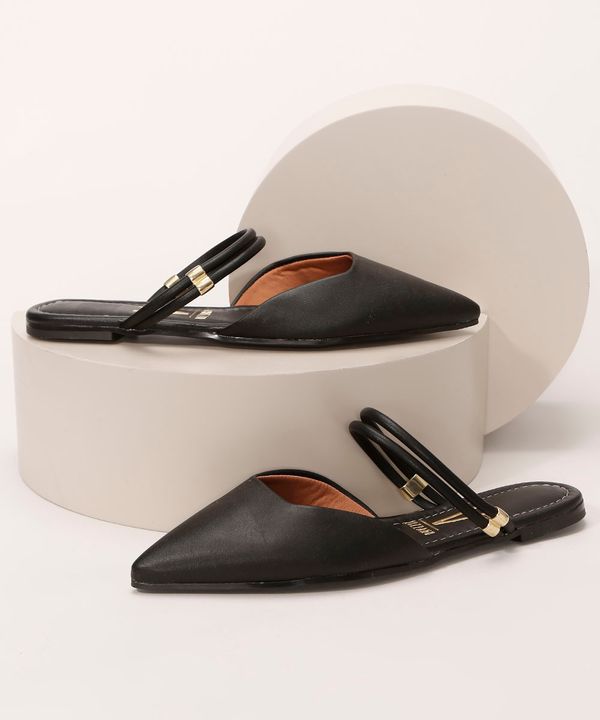 Mule Feminino Bico Fino Tira Dupla Vizzano Preto 39