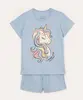 pijama curto infantil de algodão unicórnio azul 6