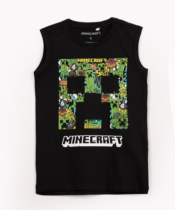 regata de malha infantil minecraft preta 6
