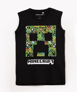 regata de malha infantil minecraft preta 10