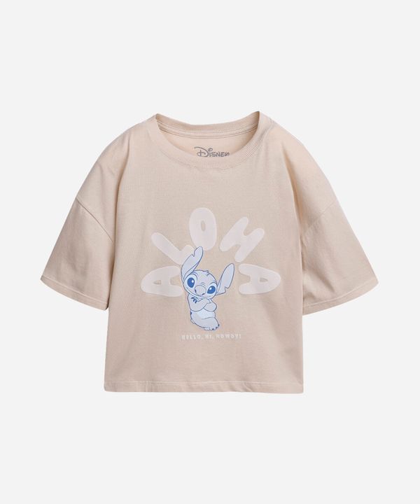 camiseta cropped infantil aloha stitch bege 12