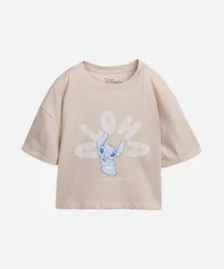 camiseta cropped infantil aloha stitch bege 10