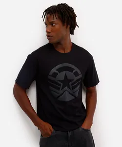 camiseta masculina de algodão capitão américa preta GG