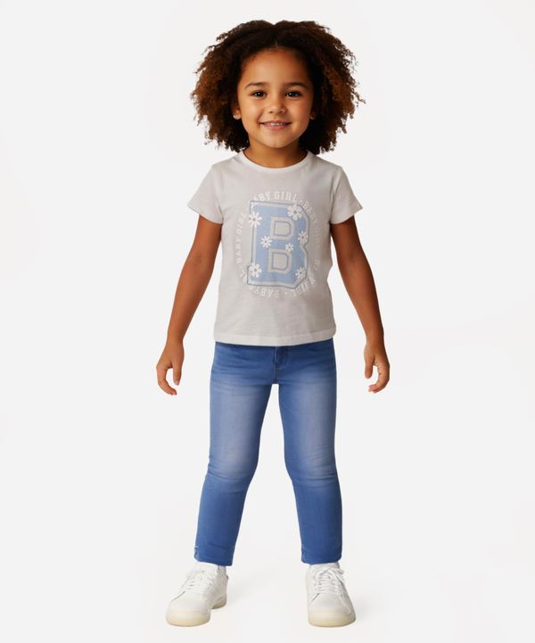 camiseta de algodão infantil manga curta floral off white 2