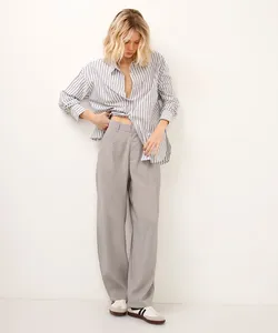 calça de alfaiataria cós elástico cinza 42
