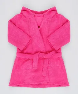 Roupão Infantil Atoalhado com Capuz Bordado Pink 4