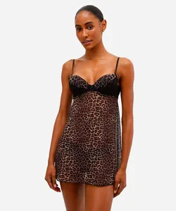 camisola feminina meia taça animal print bege 40