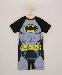 Macaquinho Infantil Batman Manga Curta com Proteção UV50+ Preto 4