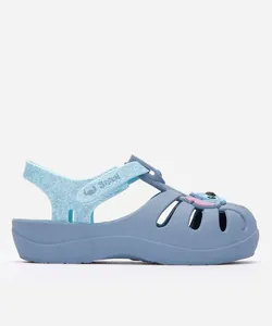 sandália infantil stitch com brilho grendene azul 17-18