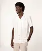 camisa de viscose manga curta listrada com bolso bege claro M