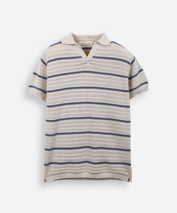 polo de tricot infantil texturizada listrada azul 4