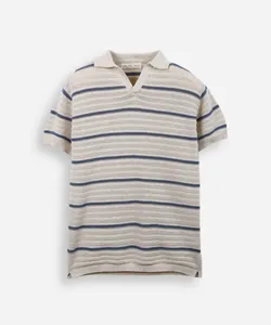 polo de tricot infantil texturizada listrada azul 10