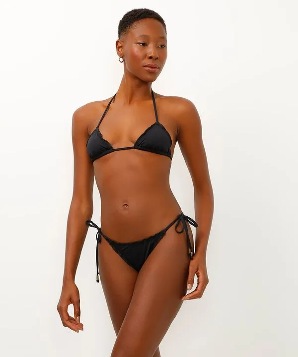 biquíni calcinha tanga fru fru proteção uv preto GG
