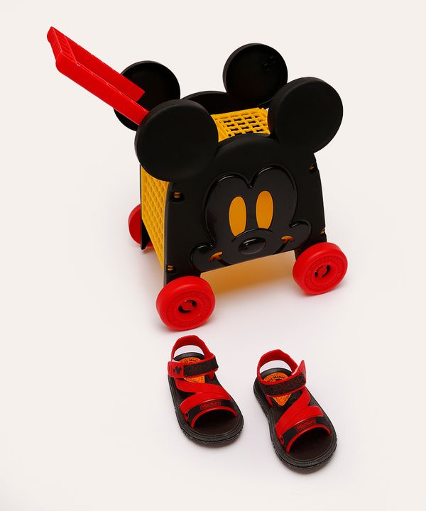 sandália infantil mickey mouse com carrinho preto 20
